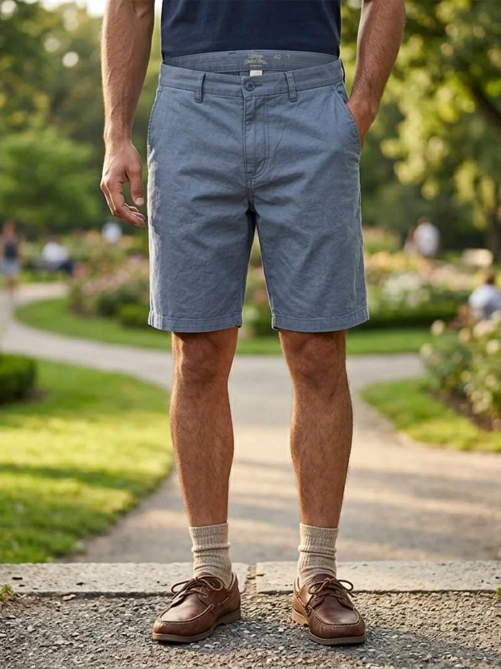 IZOD Men's Blue Flat Front Chino Shorts Size 40 (7